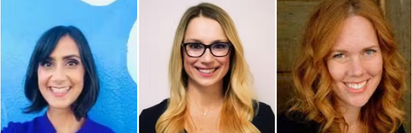 샌프란시스코통합교육구(SFUSD)의 디지털 학습 디렉터인 자린 푸넨 레비앙, 아도비의 교육 전문가인 린지 블래스, 아도비의 커뮤니티 참여 관리자 레베카 헤어. 아도비 