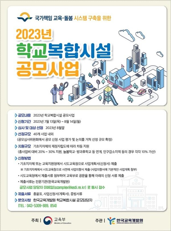 학교복합시설 사업은 학교 유휴부지에 학생과 지역주민이 함께 사용하는 교육·문화·체육 시설을 만드는 사업이다. 교육부 