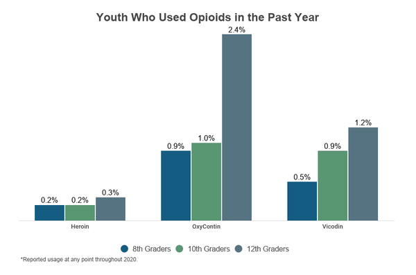 오피오이드 남용은 국가적 공중 보건 비상사태다. 21세기 들어 15~24세 오피오이드 과다 복용으로 인한 사망은 매년 30.7%씩 증가했다. 12학년 학생의 5.3%가 헤로인 이외의 오피오이드를 한 번 이상 남용한 경험이 있다. 국립약물남용통계센터